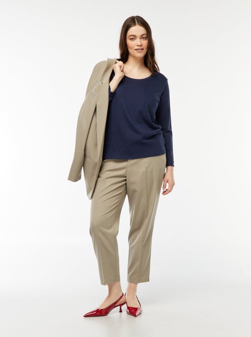 T-shirt de manga comprida lisa em jersey - Kiabi