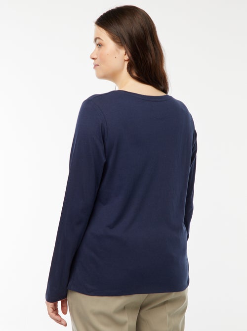 T-shirt de manga comprida lisa em jersey - Kiabi