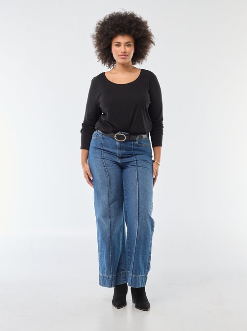 T-shirt de manga comprida lisa em jersey - Kiabi