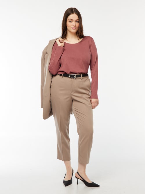 T-shirt de manga comprida lisa em jersey - Kiabi