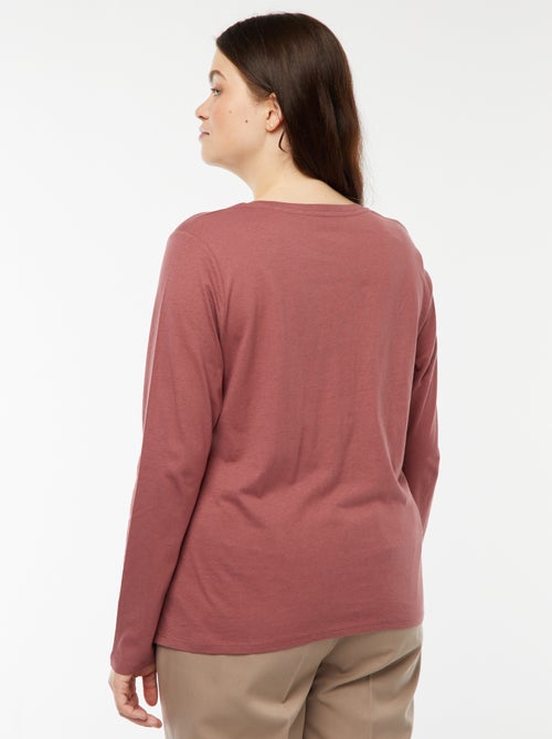 T-shirt de manga comprida lisa em jersey - Kiabi