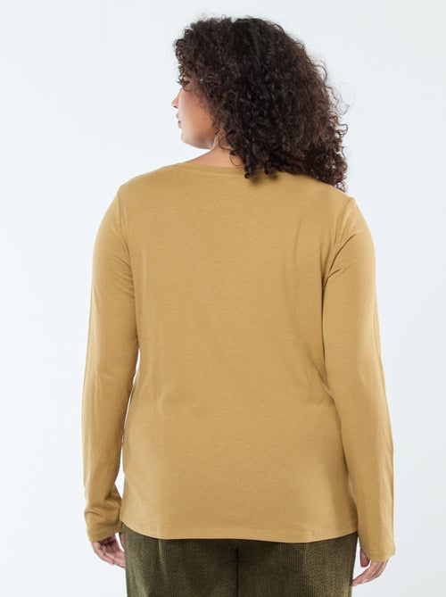 T-shirt de manga comprida lisa em jersey - Kiabi