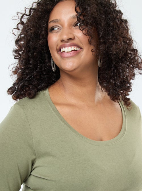 T-shirt de manga comprida lisa em jersey - Kiabi