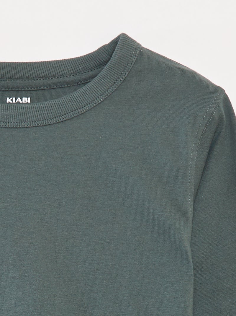 T-shirt de manga comprida lisa Verde - Kiabi