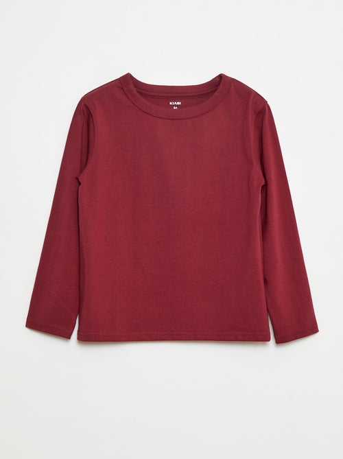 T-shirt de manga comprida lisa - Kiabi