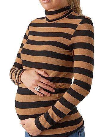 T-shirt de Manga Comprida Mamalicious Nellie Laranja/Preto para Mulher