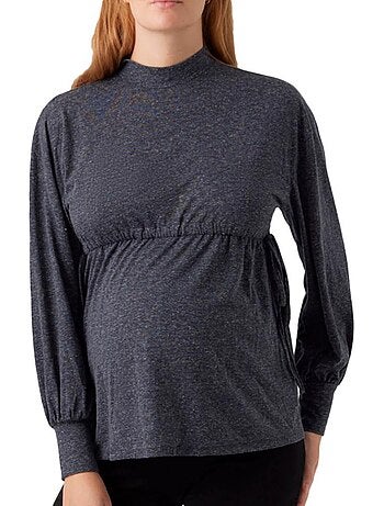 T-Shirt de Manga Comprida Mamalicious Venice para Mulher, Azul-Marinho