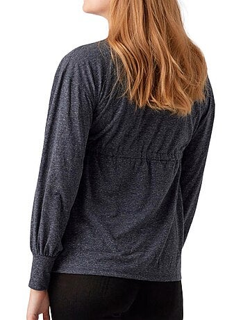 T-Shirt de Manga Comprida Mamalicious Venice para Mulher, Azul-Marinho