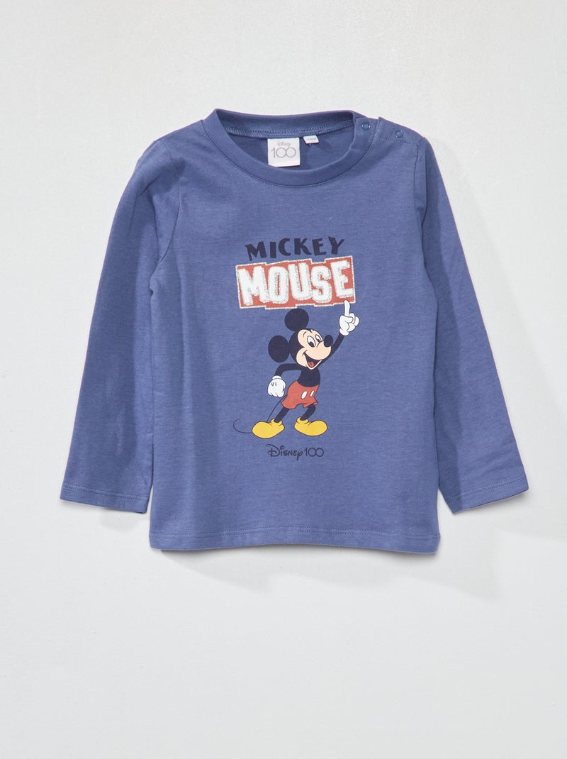T-shirt de manga comprida 'Mickey' Azul - Kiabi