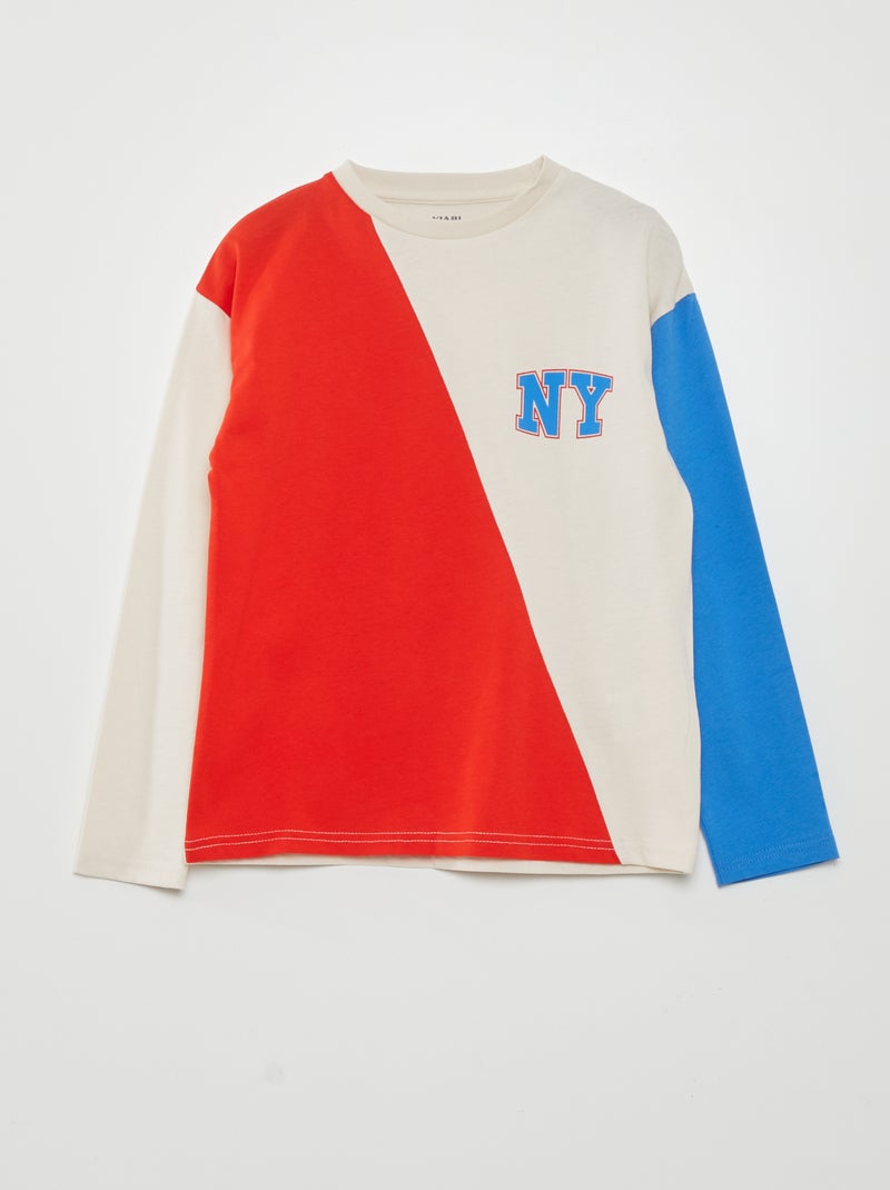 T-shirt de manga comprida 'New York' BRANCO - Kiabi