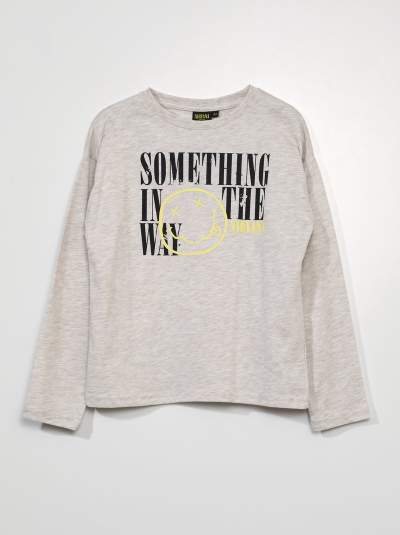 T-shirt de manga comprida 'Nirvana' BEGE - Kiabi