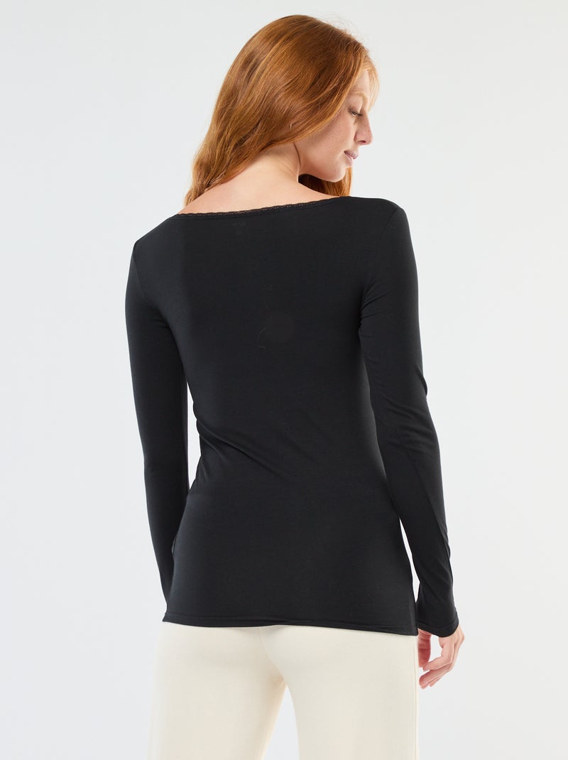 T-shirt de manga comprida para usar por baixo Preto - Kiabi