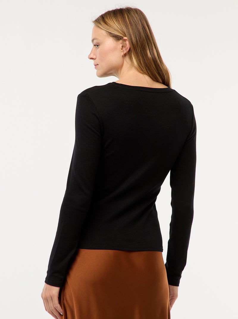 T-shirt de manga comprida Preto - Kiabi