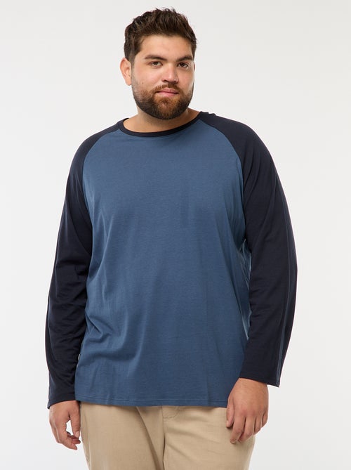 T-shirt de manga comprida raglã com gola redonda - Kiabi