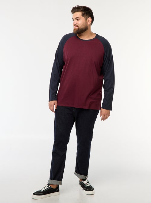 T-shirt de manga comprida raglã com gola redonda - Kiabi