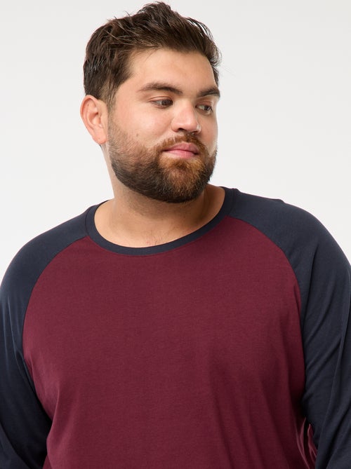 T-shirt de manga comprida raglã com gola redonda - Kiabi