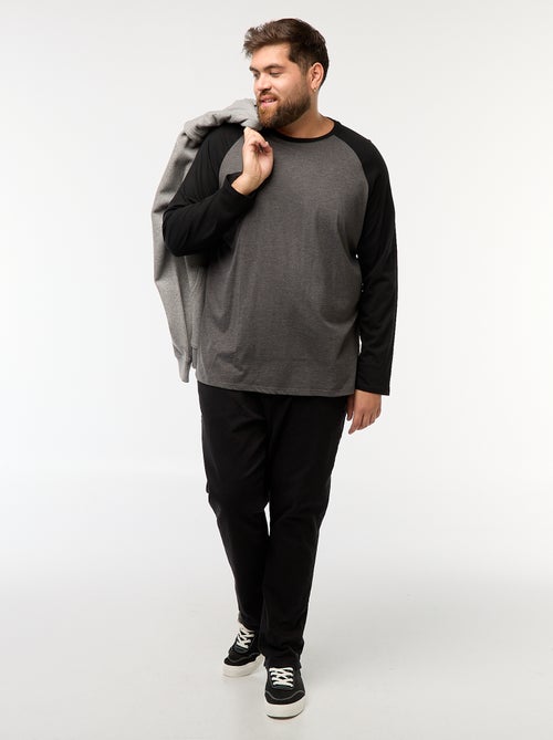 T-shirt de manga comprida raglan e gola redonda - Kiabi