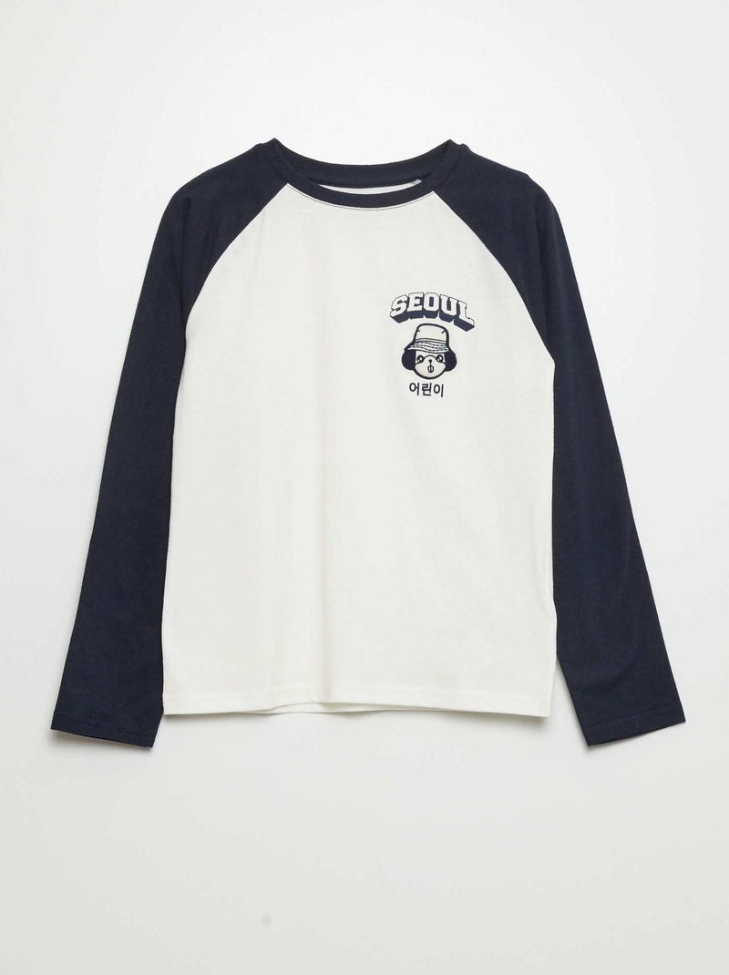 T-shirt de manga comprida 'Seul' BRANCO - Kiabi