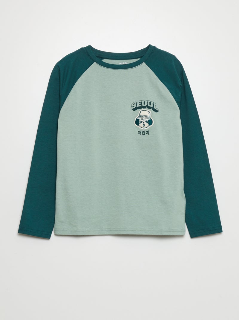 T-shirt de manga comprida 'Seul' VERDE - Kiabi