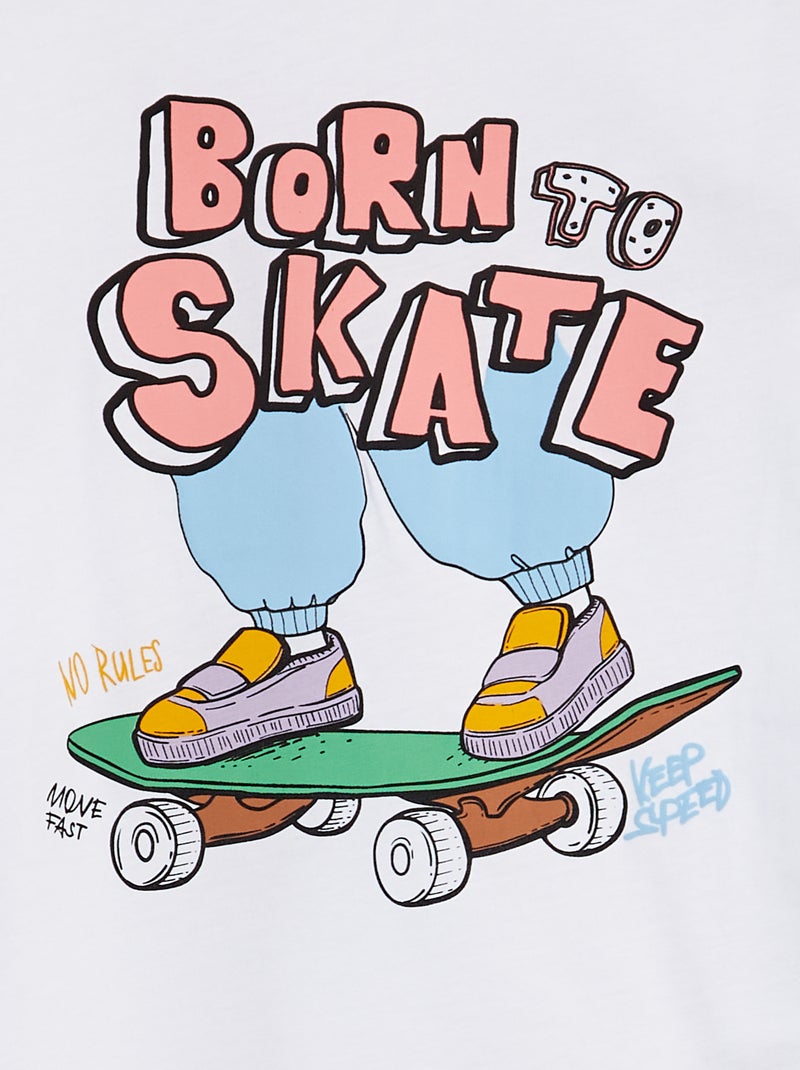 T-shirt de manga comprida 'Skate' Branco - Kiabi