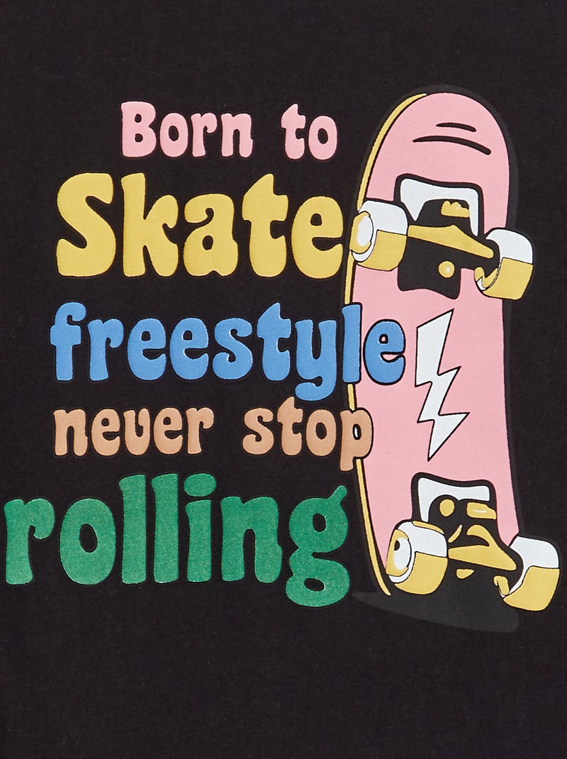 T-shirt de manga comprida 'Skate' Preto - Kiabi