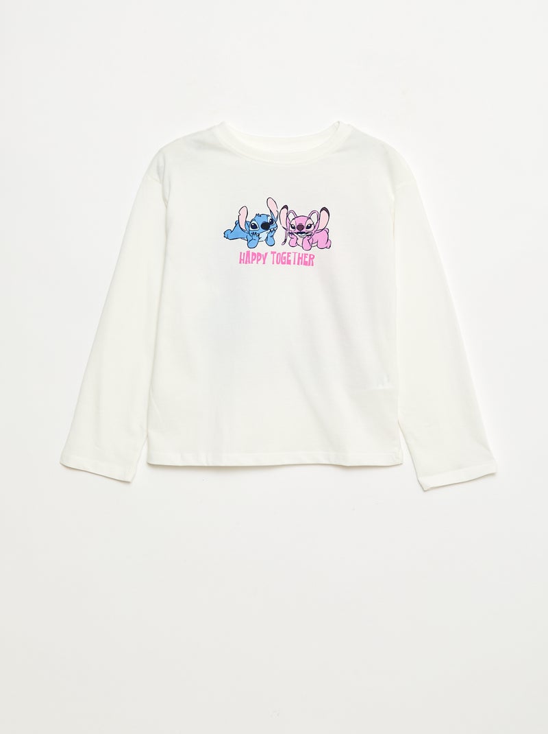 T-shirt de manga comprida 'Stitch' 'Disney' Branco - Kiabi
