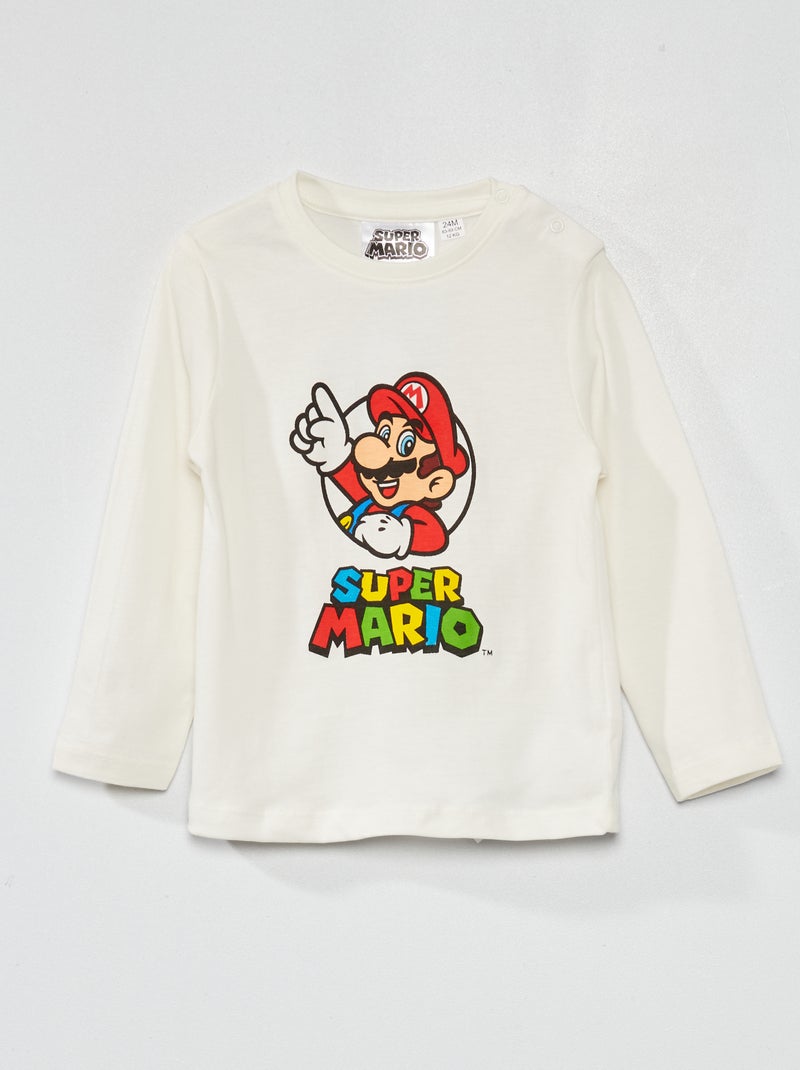 T-shirt de manga comprida 'Super Mário' Branco - Kiabi