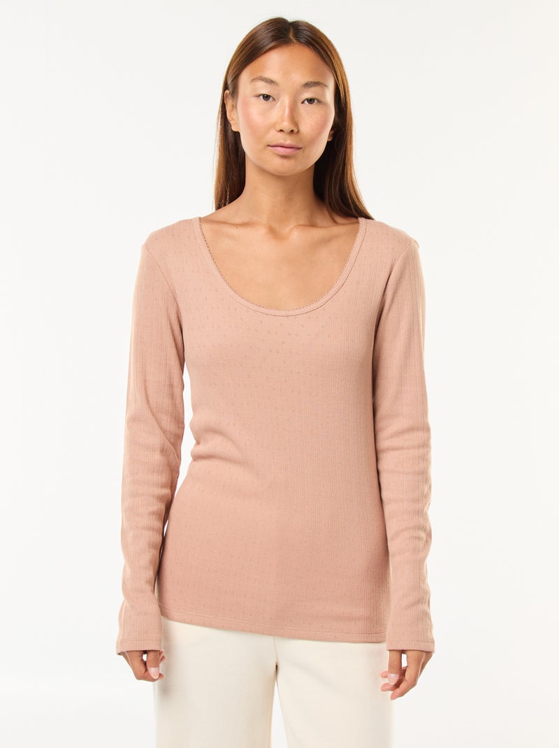 T-shirt de manga comprida termorregulador Bege - Kiabi