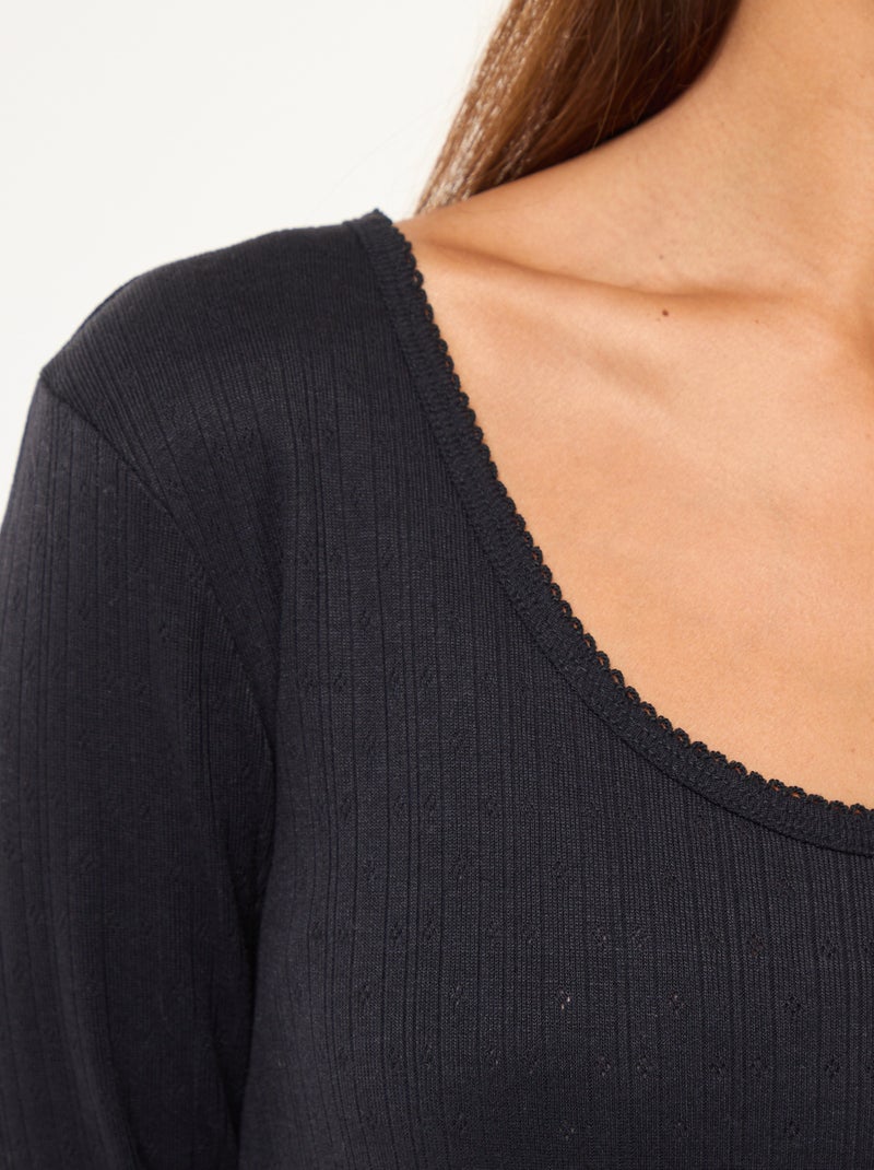 T-shirt de manga comprida termorregulador Preto - Kiabi