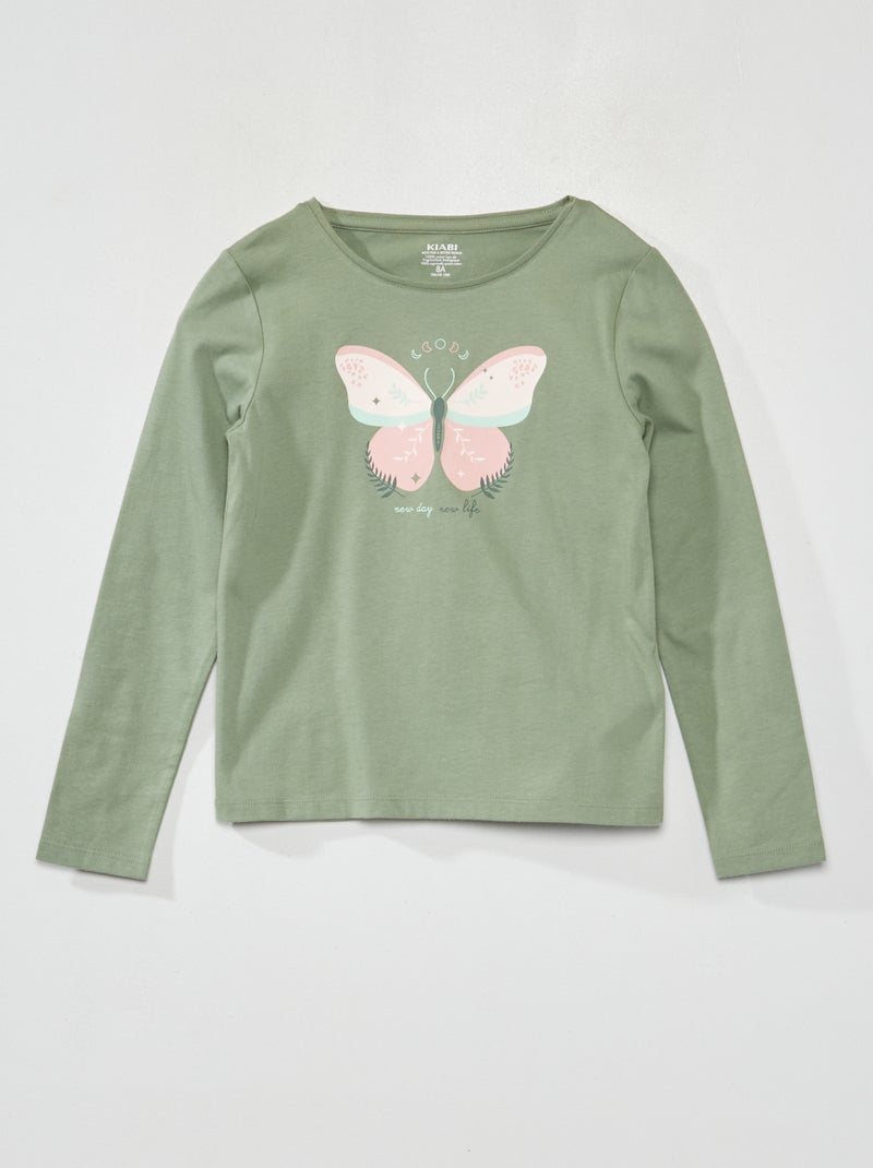 T-shirt de manga comprida VERDE - Kiabi