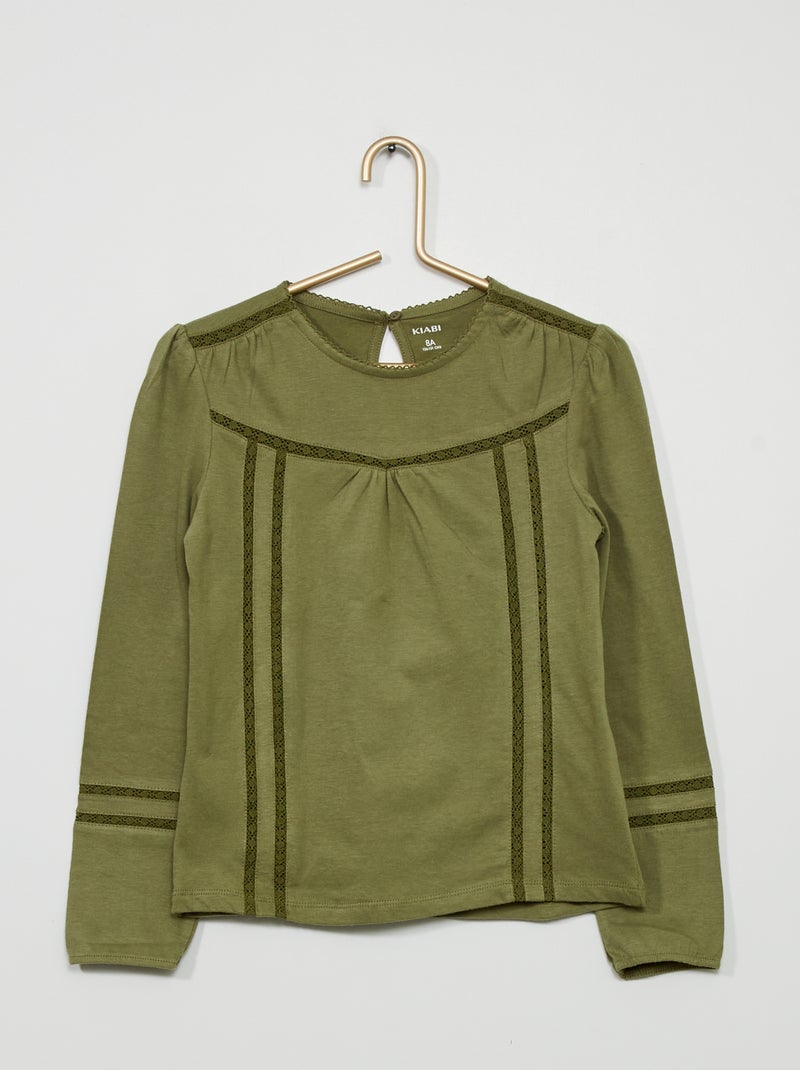 T-shirt de manga comprida Verde Lichene - Kiabi