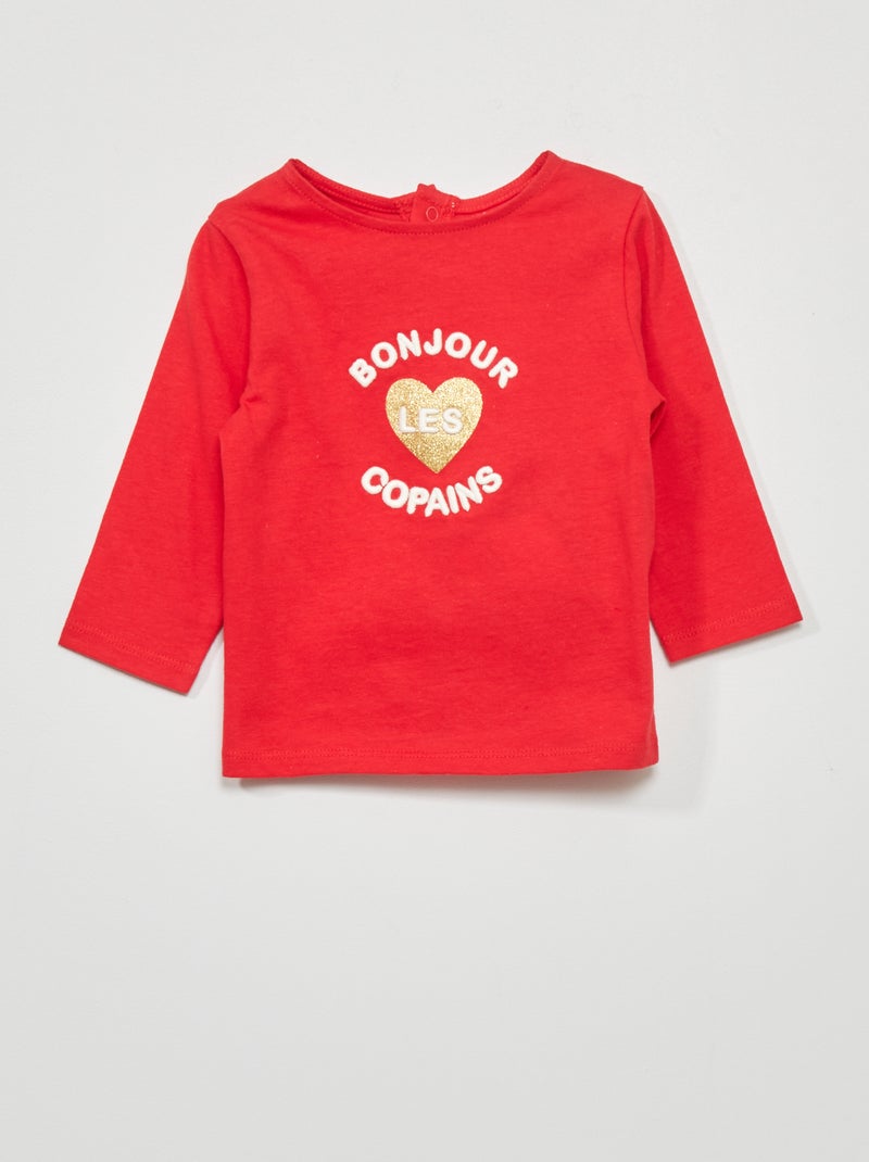 T-shirt de manga comprida VERMELHO - Kiabi