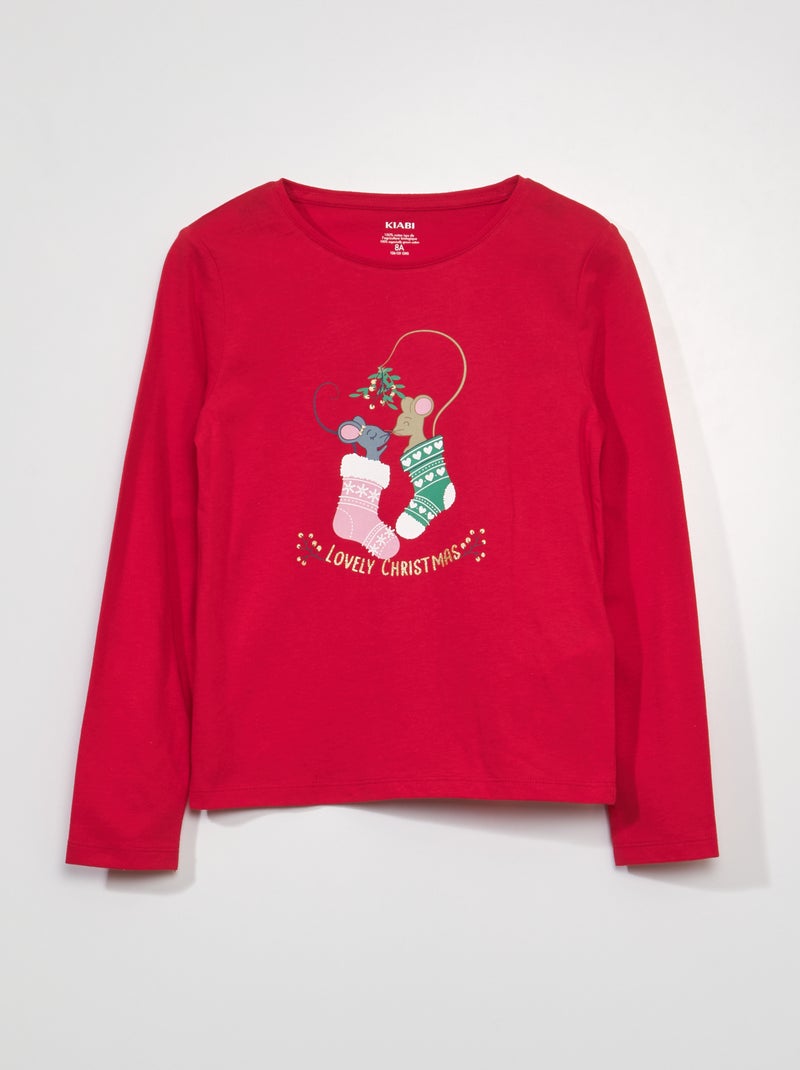 T-shirt de manga comprida VERMELHO - Kiabi