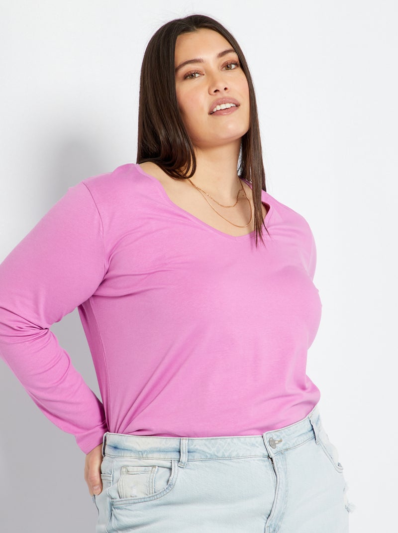 T-shirt de manga comprida Violeta Rosa - Kiabi