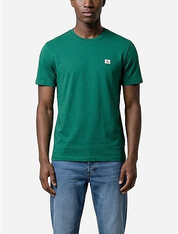 T-shirt kaki calvin klein jeans crachá para homem l4g