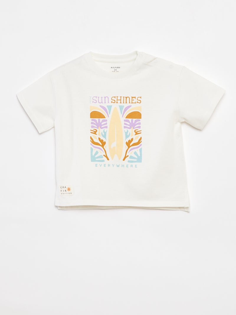 T-shirt de manga curta  - Grafik Edition Branco - Kiabi