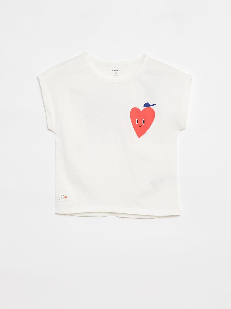 T-shirt de manga curta  - Grafik Edition Branco - Kiabi