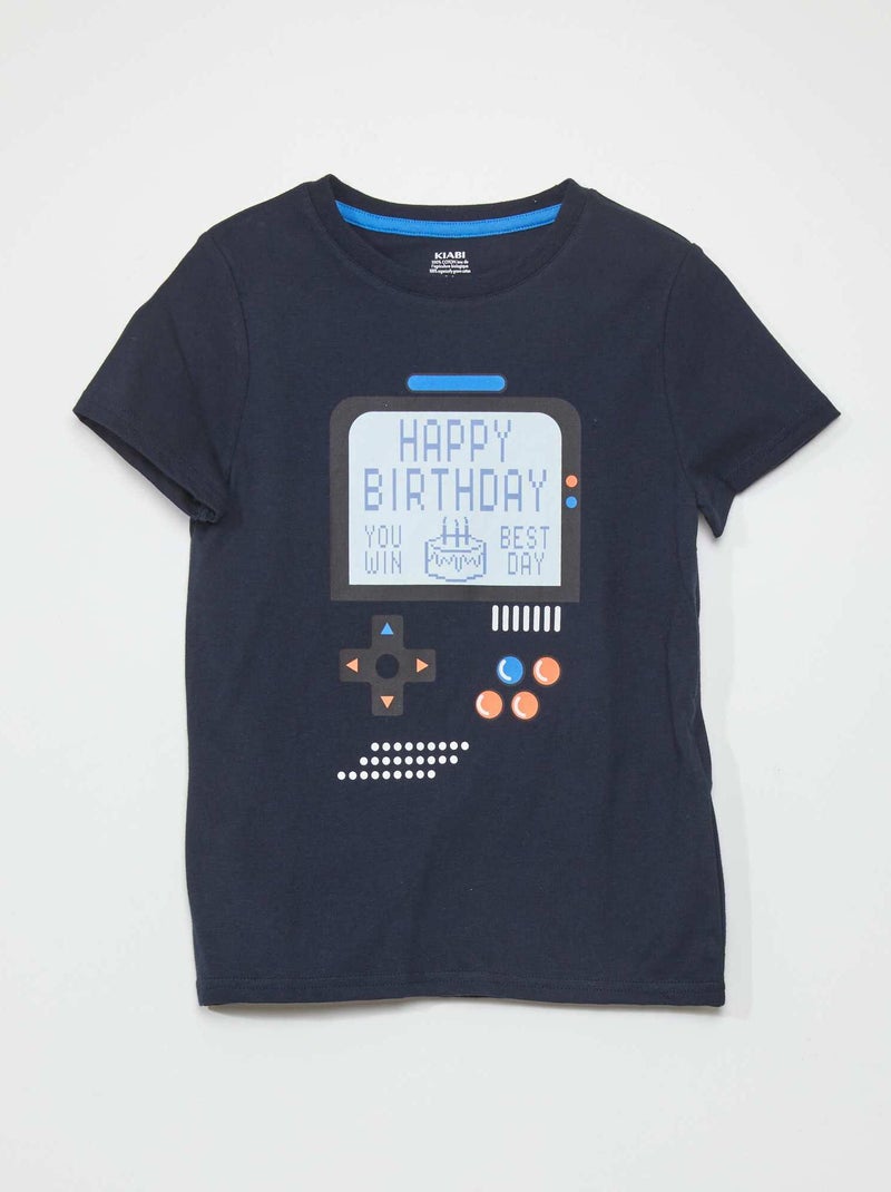 T-shirt de manga curta 'aniversário' AZUL - Kiabi