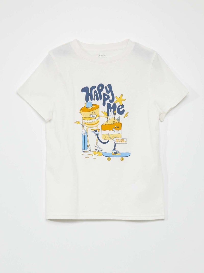 T-shirt de manga curta 'aniversário' BRANCO - Kiabi