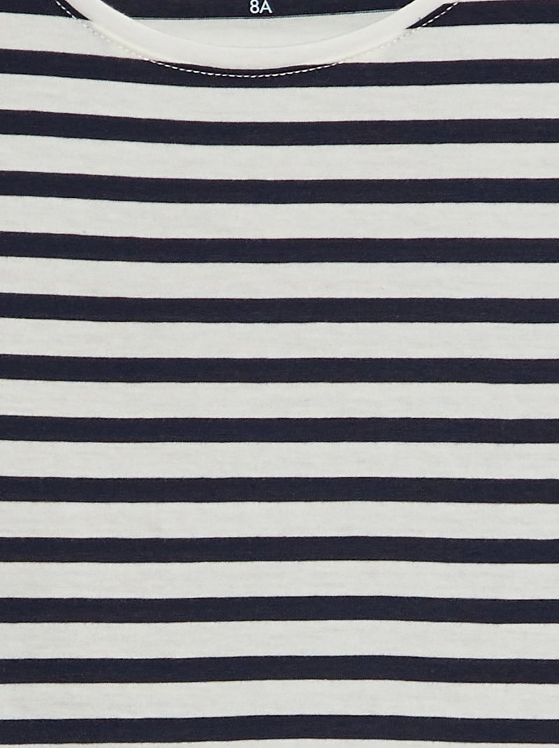 T-shirt de manga curta às riscas AZUL - Kiabi