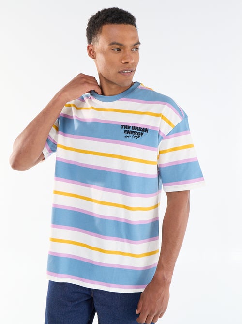T-shirt de manga curta às riscas - Kiabi