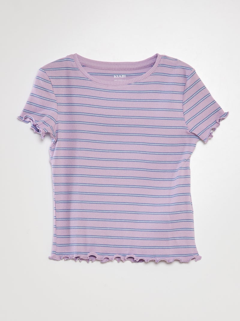 T-shirt de manga curta às riscas VIOLETA - Kiabi