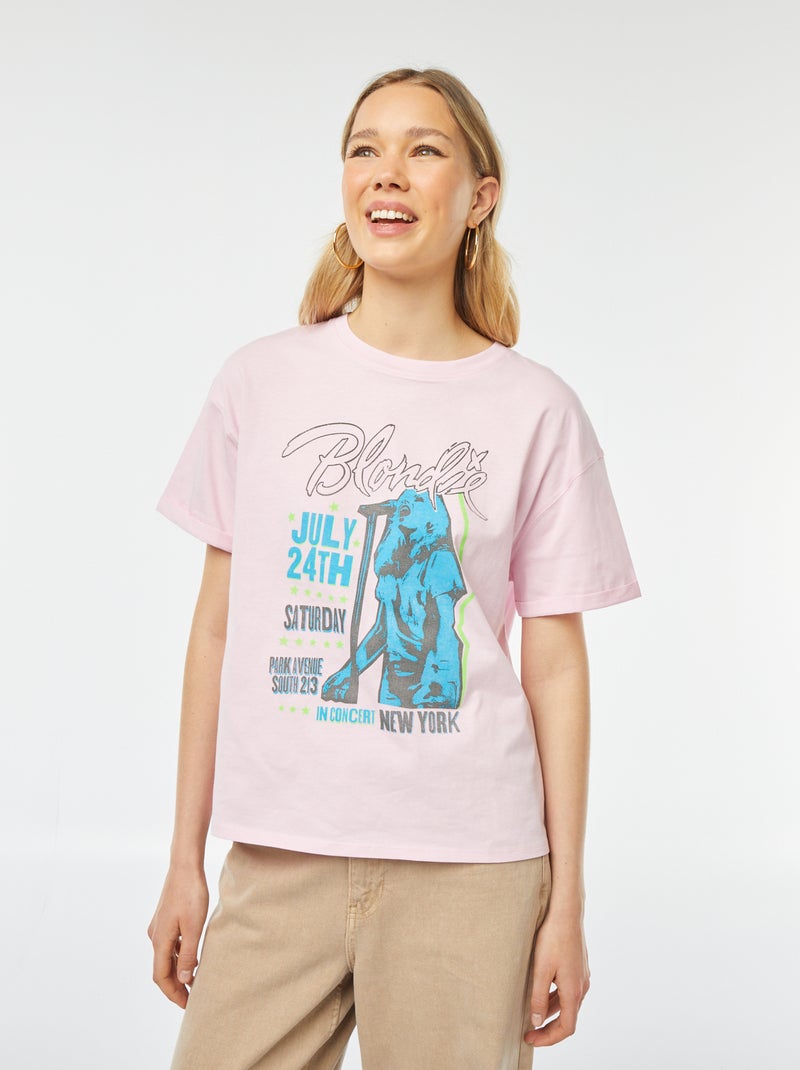 T-shirt de manga curta 'Blondie' ROSA - Kiabi