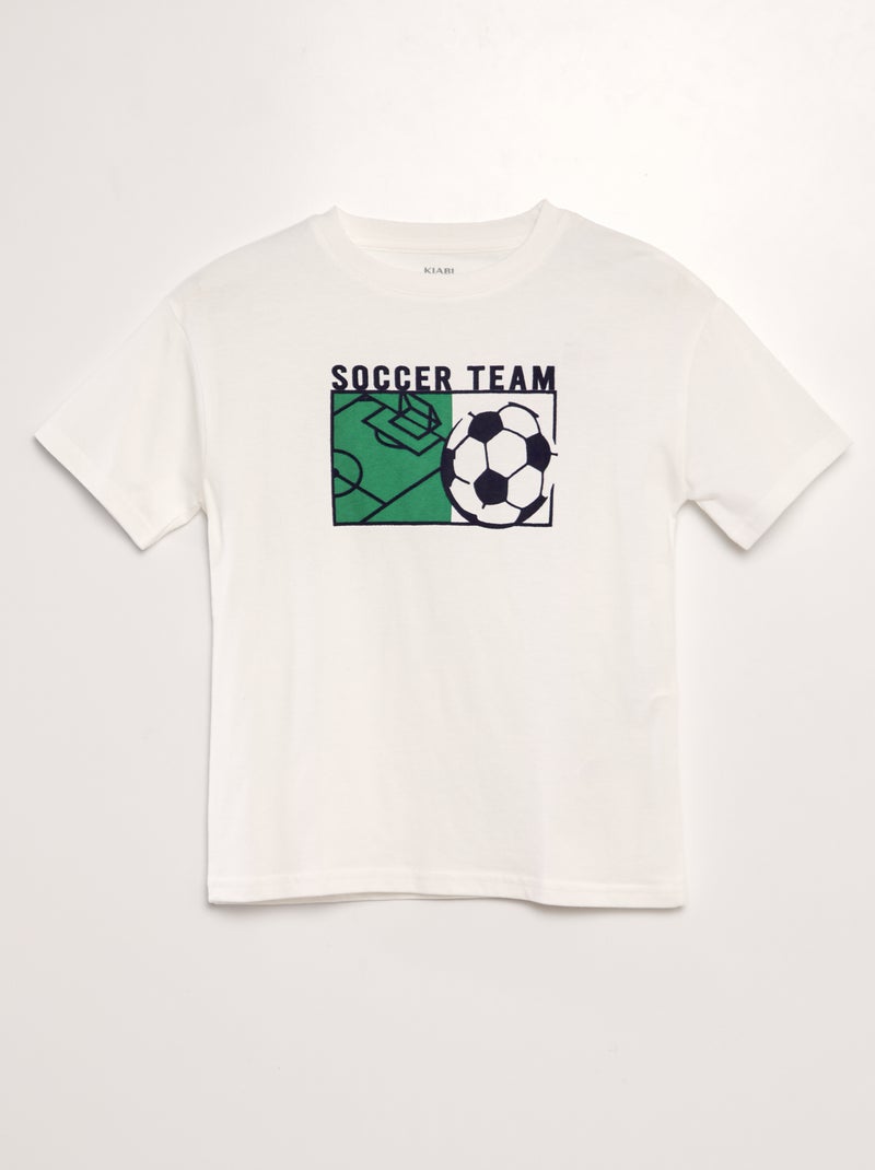 T-shirt de manga curta 'Bola de futebol' BEGE - Kiabi
