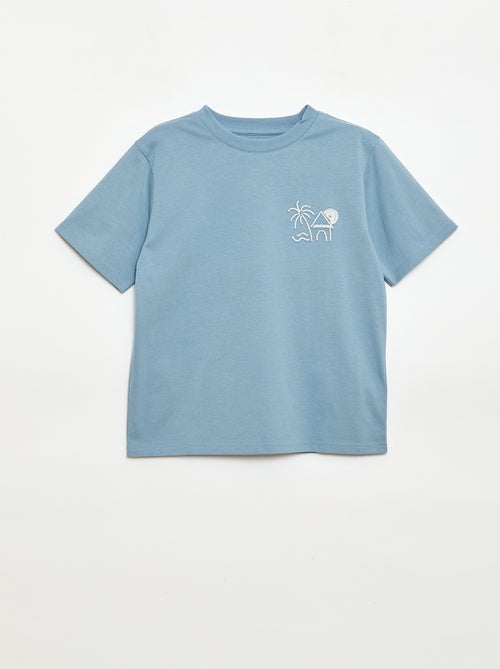 T-shirt de manga curta bordado - Kiabi