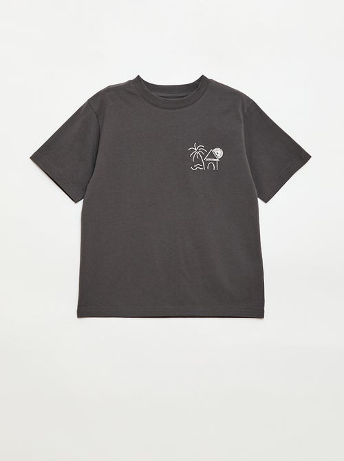 T-shirt de manga curta bordado - Kiabi