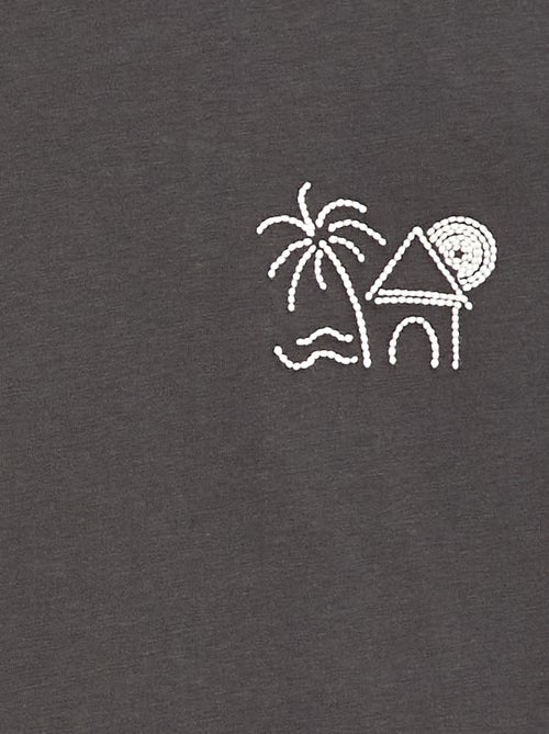 T-shirt de manga curta bordado - Kiabi