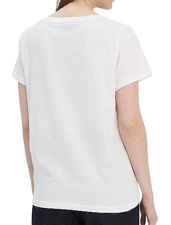 T-shirt de manga curta branca tommy hilfiger para mulher