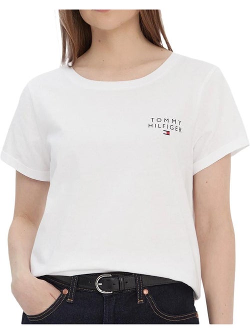 T-shirt de manga curta branca tommy hilfiger para mulher - Kiabi