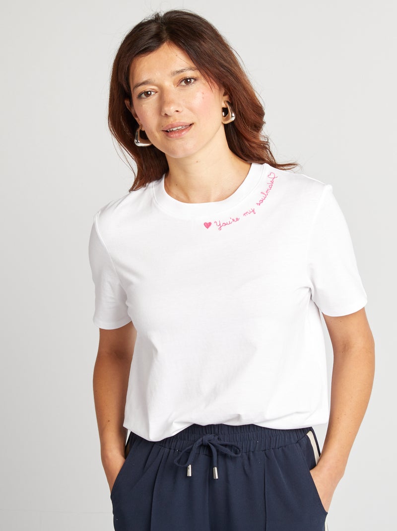 T-shirt de manga curta BRANCO - Kiabi